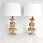 Pair of Vintage Italian Carved Wood Pineapple Table Lamps