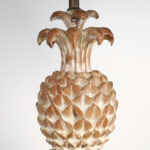 Pair of Vintage Italian Carved Wood Pineapple Table Lamps