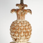 Pair of Vintage Italian Carved Wood Pineapple Table Lamps