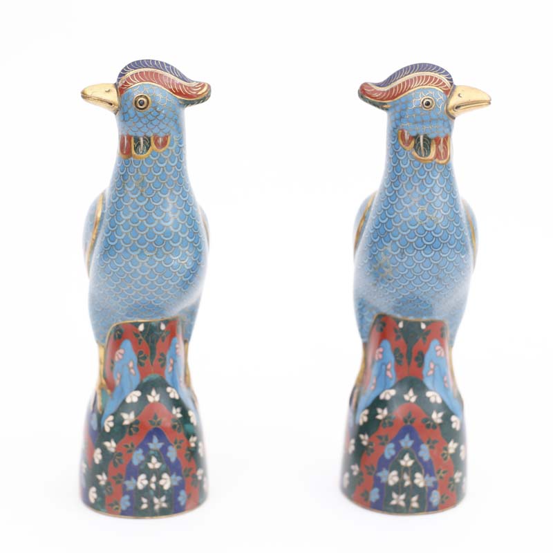 Pair of Vintage Chinese Cloisonné Birds