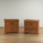 Pair of Vintage Faux Bamboo and Wicker Stands by American of Martinsville