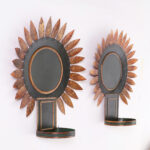 Vintage Pair of Tole Sunburst Wall Sconces