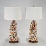 Vintage Pair of Grotto Style Seashell Encrusted Table Lamps