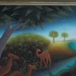 Vintage Haitian Pair of Paintings of Animals in a Jungle by Roland Blain