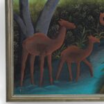 Vintage Haitian Pair of Paintings of Animals in a Jungle by Roland Blain