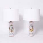 Pair of Vintage Italian Painted and Glazed Terra Cotta Table Lamps