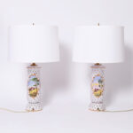 Pair of Vintage Italian Painted and Glazed Terra Cotta Table Lamps