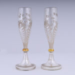 Vintage Pair of Mercury Glass Flutes or Champagne Glasses