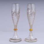 Vintage Pair of Mercury Glass Flutes or Champagne Glasses