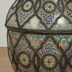 Pair of Vintage Moroccan Terra Cotta and Metal Lidded Urns