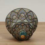 Pair of Vintage Moroccan Terra Cotta and Metal Lidded Urns