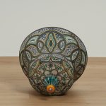 Pair of Vintage Moroccan Terra Cotta and Metal Lidded Urns