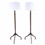 Vintage Pair of Neoclassic Macassar Wood Floor Lamps