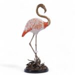 Vintage Porcelain and Bronze Pair of Flamingos or Birds