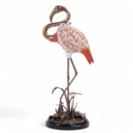 Vintage Porcelain and Bronze Pair of Flamingos or Birds