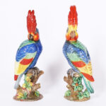 Pair of Mid Century Porcelain Parrots by Ugo Zaccagnini