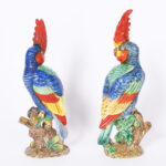 Pair of Mid Century Porcelain Parrots by Ugo Zaccagnini