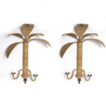 Pair of Woven Reed Palm Tree Wall Sconces from the F S Flores Collection