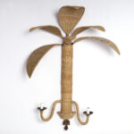 Pair of Woven Reed Palm Tree Wall Sconces from the F S Flores Collection