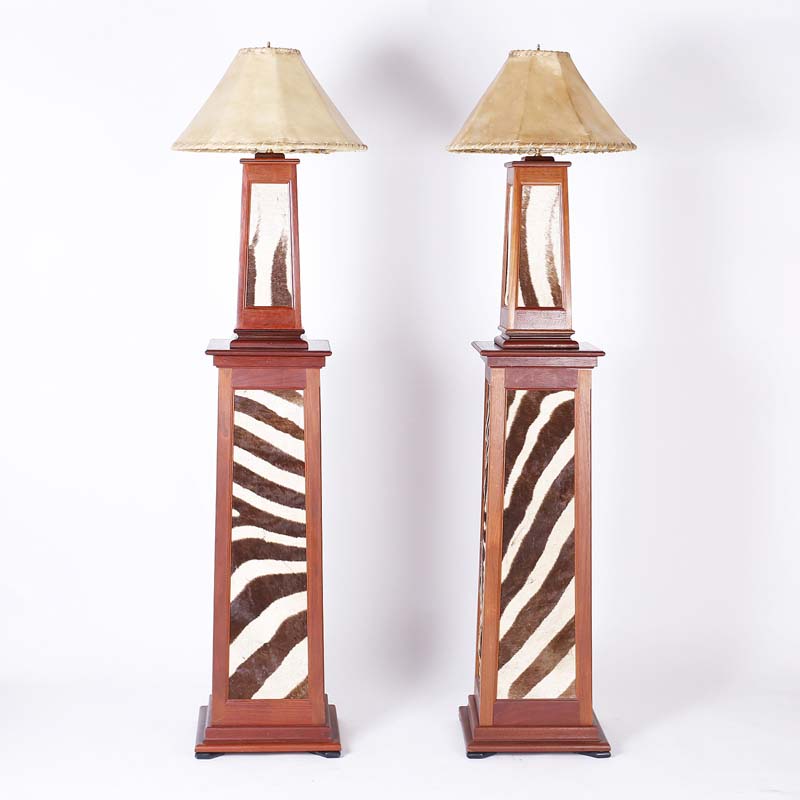 Pair Of Impressive British Colonial, British Colonial Style Floor Lamps
