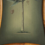 Pair of Vintage Palm Tree Paintings in Bamboo Frames