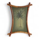 Pair of Vintage Palm Tree Paintings in Bamboo Frames