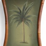 Pair of Vintage Palm Tree Paintings in Bamboo Frames