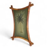 Pair of Vintage Palm Tree Paintings in Bamboo Frames