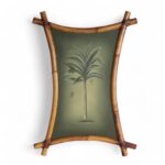 Pair of Vintage Palm Tree Paintings in Bamboo Frames