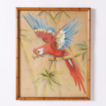 Art Deco Mixed Media Painting of a Parrot