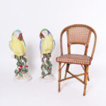 Pair of Large Vintage Glazed Terra Cotta Parrot Sculptures