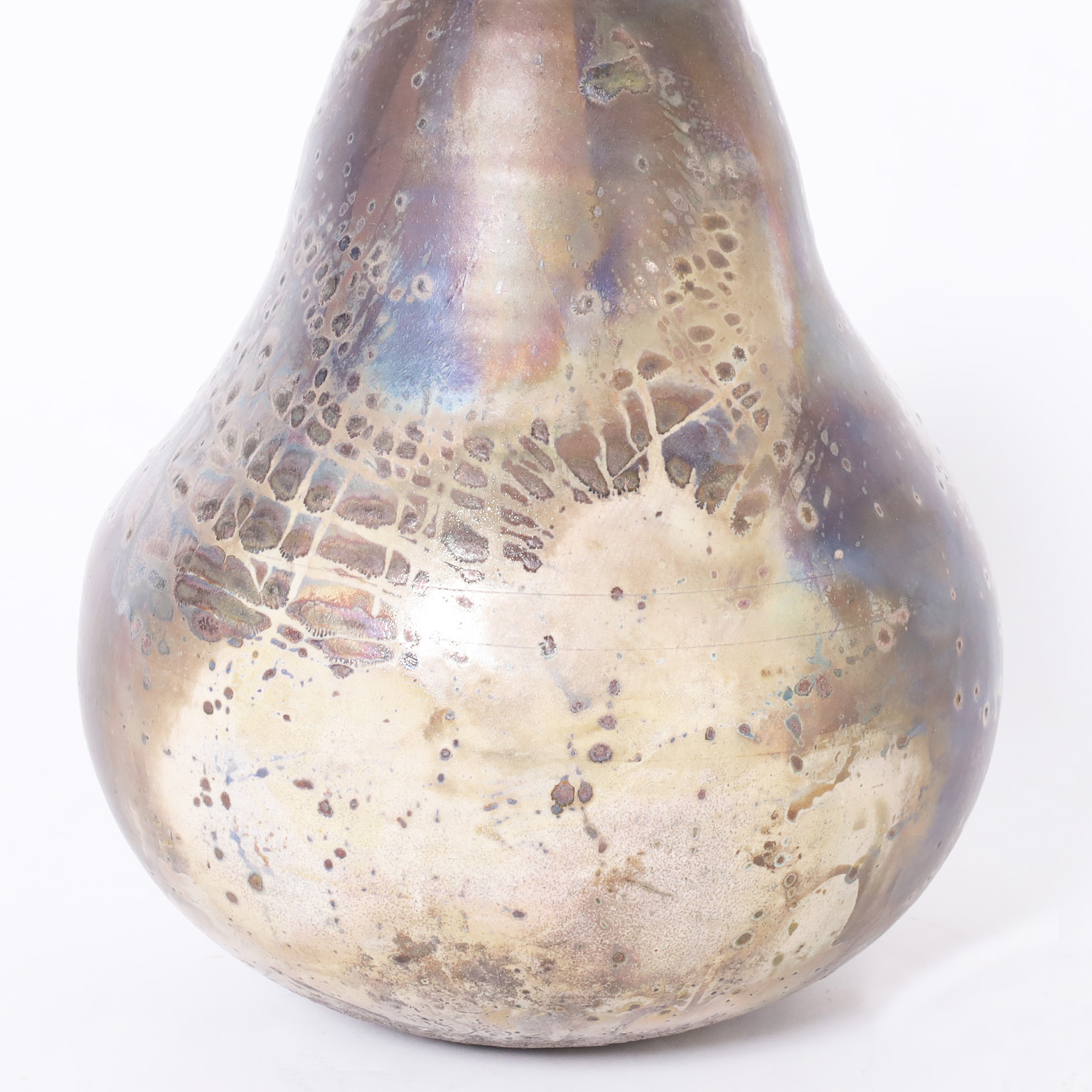 Raku Glazed Pottery Pear Sculpture