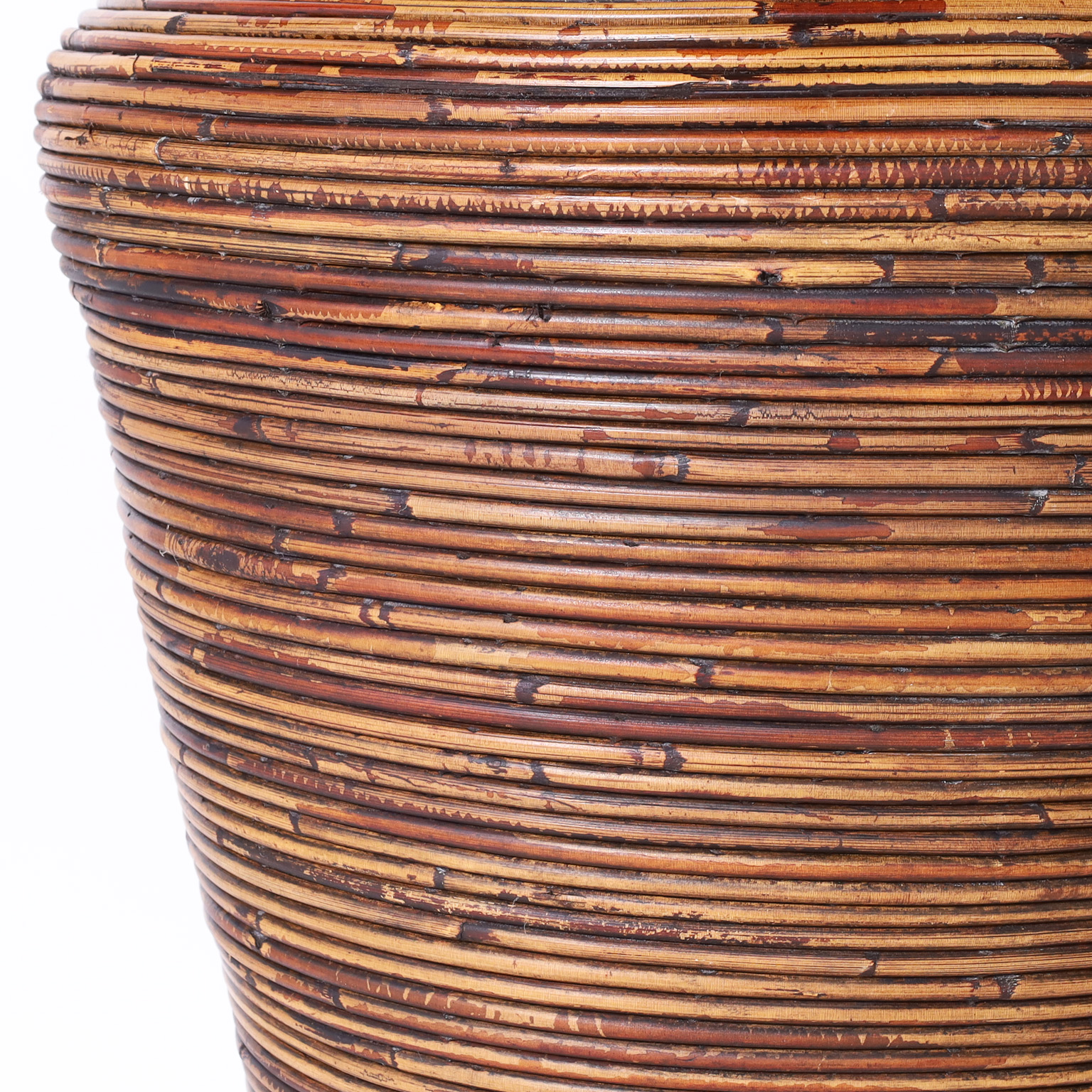 Mid Century Italian Pencil Reed Floor Vase or Urn