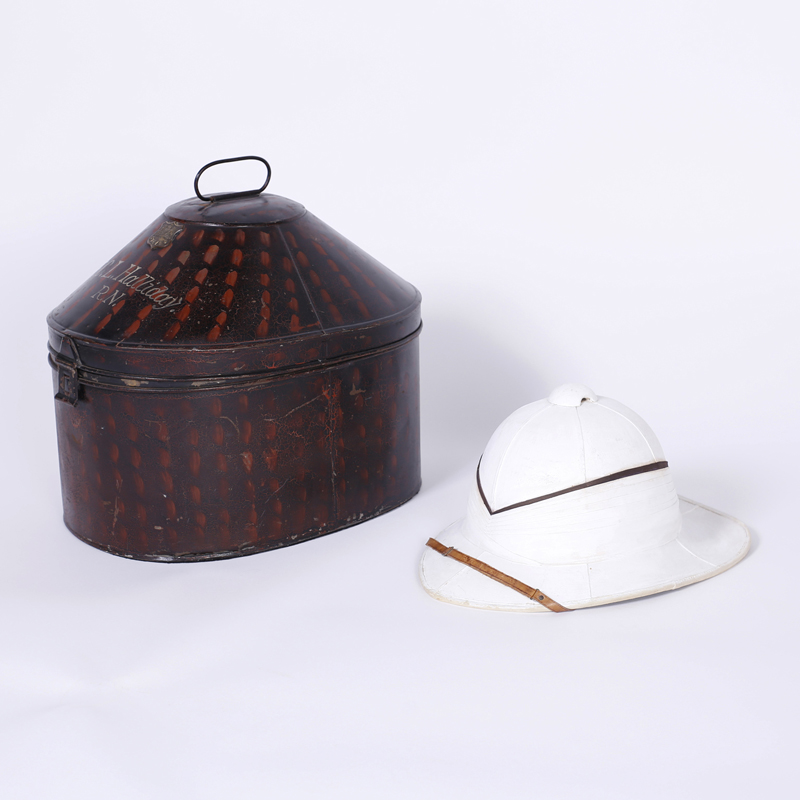 Antique Pith Helmet in a Tole Box
