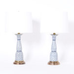Pair of Blue and White Porcelain Table Lamps by Maitland-Smith