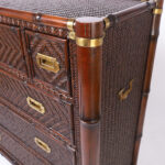 British Colonial Style Faux Bamboo and Grasscloth Chest of Drawers