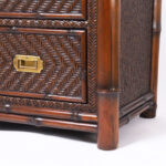 British Colonial Style Faux Bamboo and Grasscloth Chest of Drawers