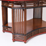 Vintage Rattan and Grasscloth Art Deco Table