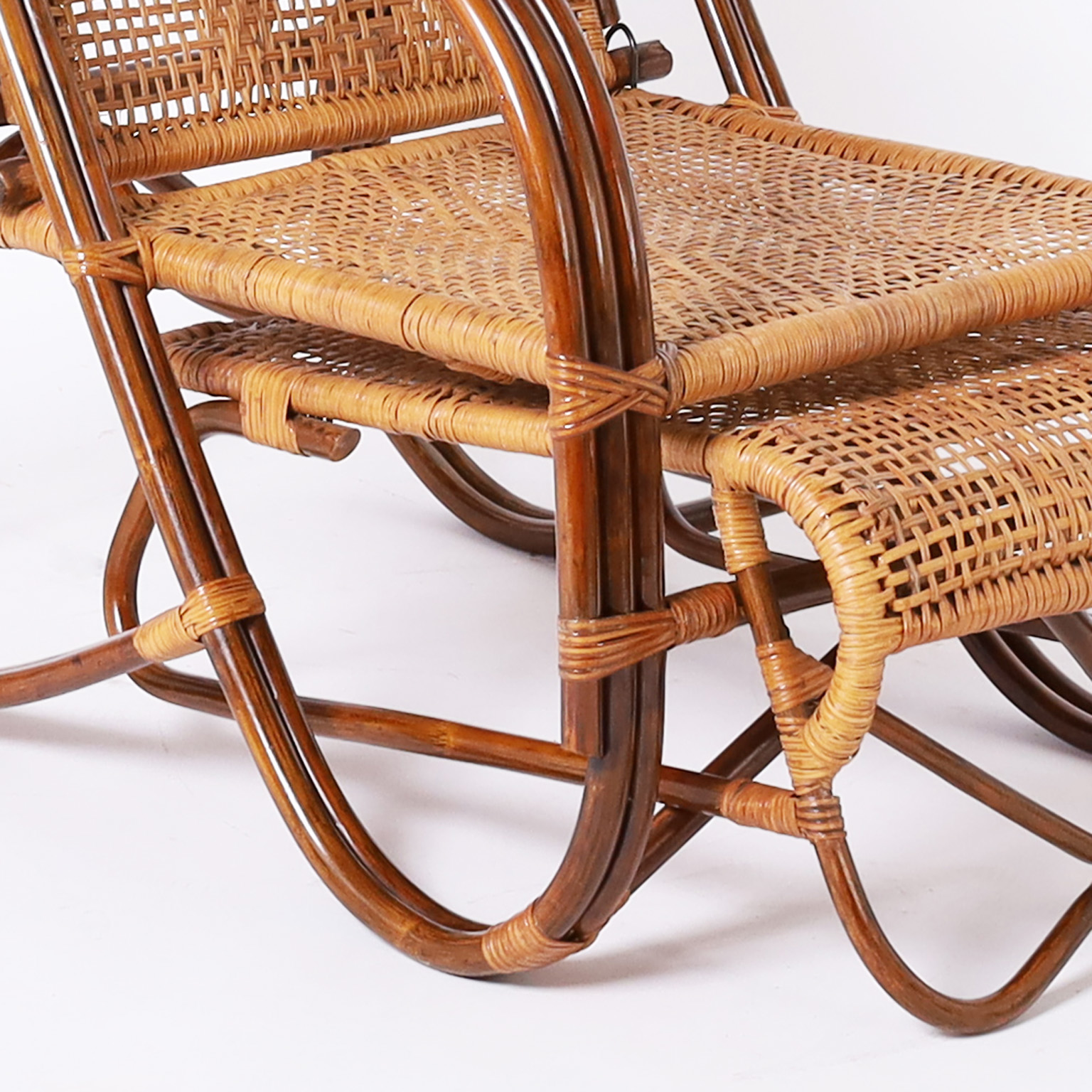 British Colonial Style Mid Century Bamboo Lounge Chair