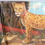 Mid Century Ghost Drapery Console with Painted Leopard by Reginald Baxter