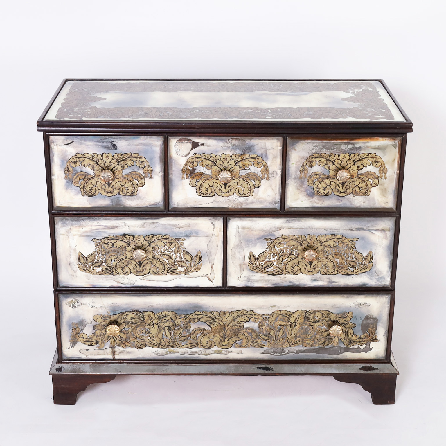 Vintage Italian Reverse Painted Mirrored Chest of Drawers