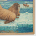 Oil Painting on Canvas of Walruses in an Arctic Setting by Robert Ottokar Lindneux