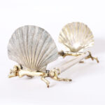Antique Silver Plate and Brass Seashell Bookends