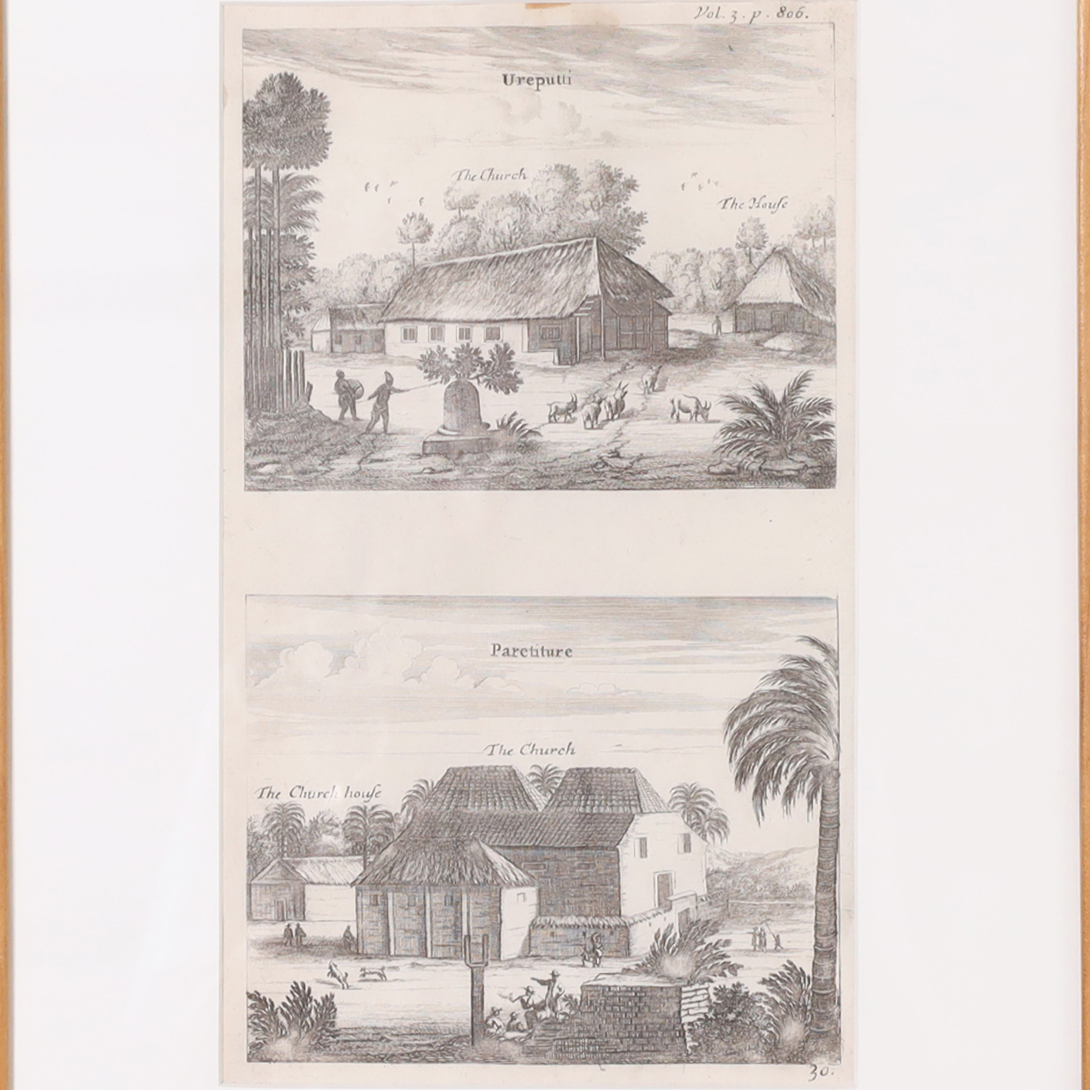 Set of Eight Antique Prints Depicting 17th Century Churches by Phillippus Baldaeus