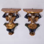 Antique Italian Figural Chinoiserie Wall Brackets or Shelves-A Pair