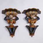 Antique Italian Figural Chinoiserie Wall Brackets or Shelves-A Pair