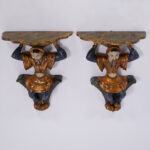 Antique Italian Figural Chinoiserie Wall Brackets or Shelves-A Pair