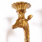 Set of Four or Two Pairs of Gilt Bronze Giraffe Wall Sconces