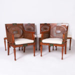 Antique Set of Six Neoclassic Caned and Decorated Adam Style Dining Chairs