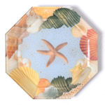 Set of Ten Reverse Decoupage Seashell Glass Plates by Pablo Manzoni
